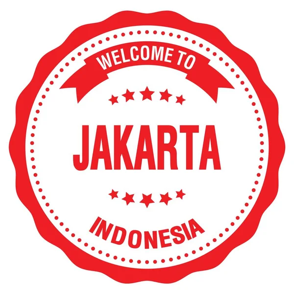 Welcome Jakarta Indonesia Words Written Red Badge Stamp — Stock Photo, Image