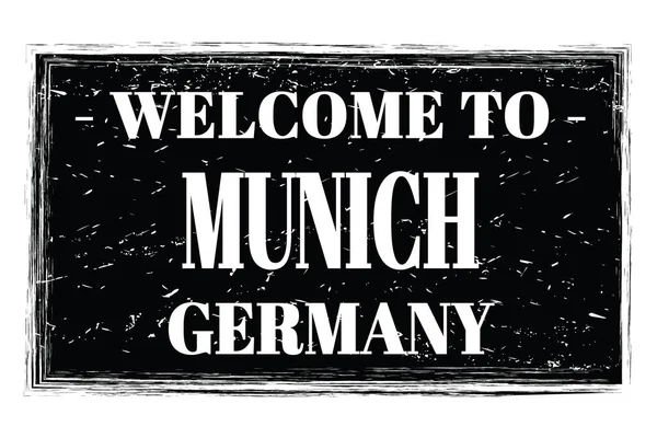 Welcome Munich Germany Words Written Black Rectangle Post Stamp — Stock Photo, Image