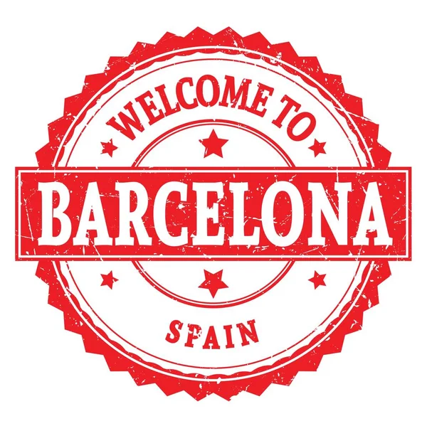 Welcome Barcelona Spain Words Written Red Zig Zag Stamp — Stock Photo, Image