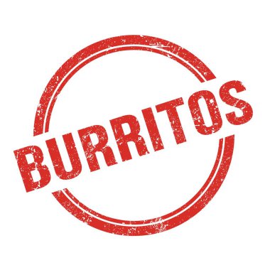 Kırmızı grungy vintage yuvarlak pul üzerine yazılmış BURRITOS metni.