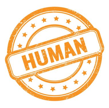 Turuncu grungy vintage yuvarlak kauçuk damgalı insanoğlu metni.