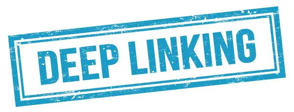 Deep Linking Texto Azul Grungy Vintage Rectángulo Sello — Foto de Stock