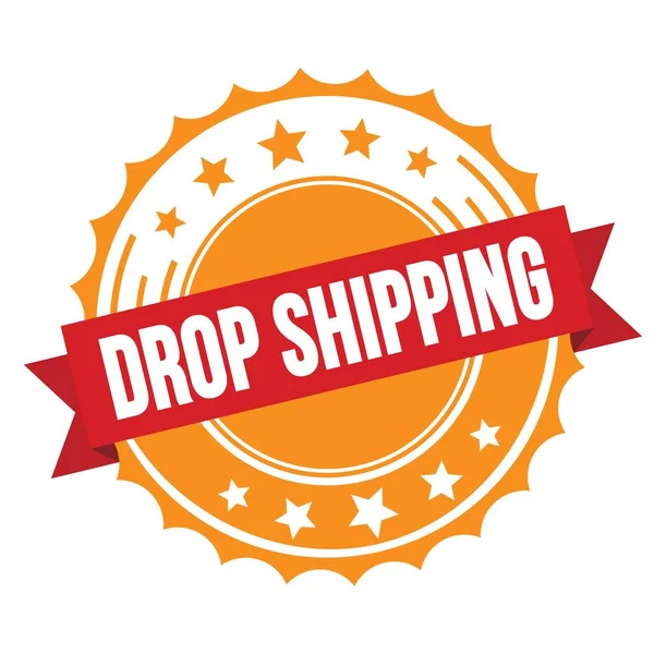 Teks Drop Shipping Pada Cap Lencana Pita Oranye Merah — Stok Foto