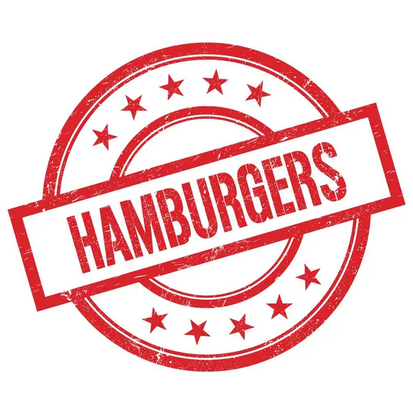 Hamburgers Texto Escrito Vermelho Redondo Carimbo Borracha Vintage — Fotografia de Stock
