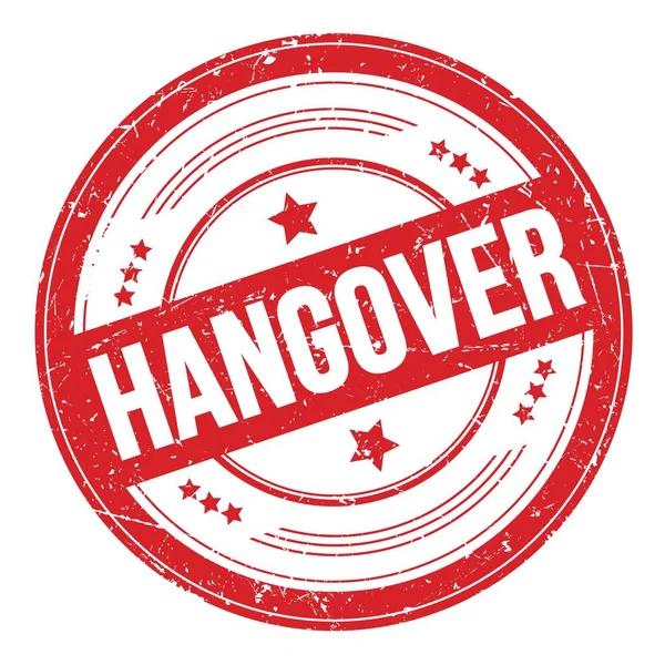 Hangover Texto Rojo Redondo Grueso Textura Sello — Foto de Stock