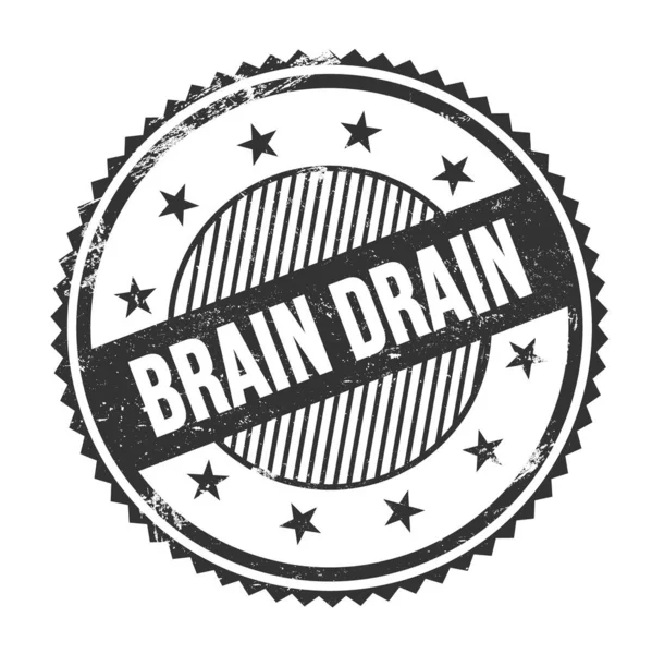 Brain Drain Testo Scritto Nero Grungy Zig Zag Bordi Timbro — Foto Stock
