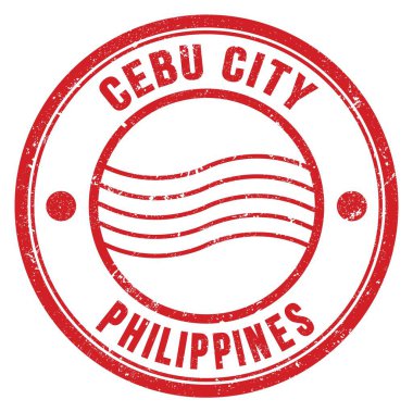 CEBU CITY - PHIPPINES, kırmızı yuvarlak posta pulu üzerine yazılmış kelimeler