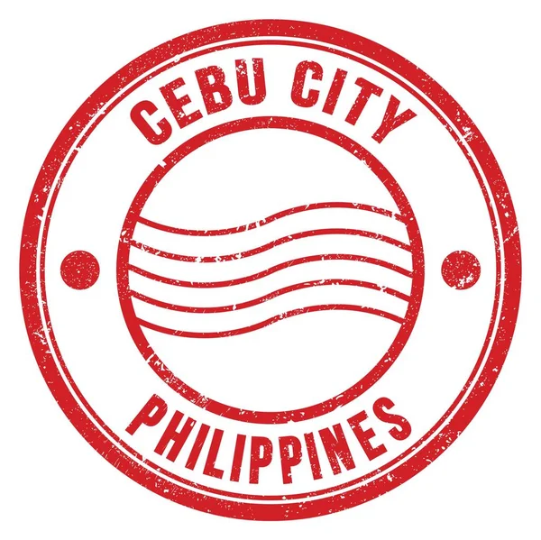 Cebu City Filopiny Napis Czerwonym Okrągłym Znaczku Pocztowym — Zdjęcie stockowe