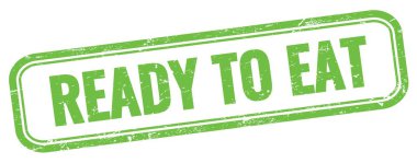 Yeşil grungy vintage dikdörtgen damgalı metni yemeye hazır.