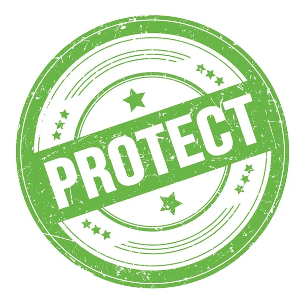 Proteger Texto Verde Ronda Gruesa Textura Sello — Foto de Stock