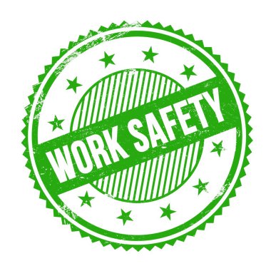 Yeşil grungy zig zag kenarları üzerine yazılmış İş Güvenliği metni.