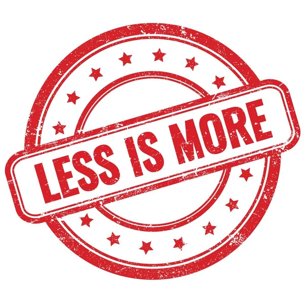 Less More Text Red Vintage Grungy Rubber Stamp — Stock Fotó