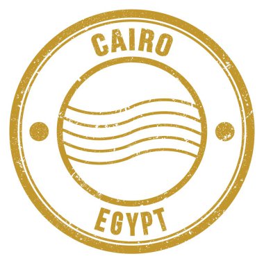 CAIRO - EGYPT, koyu sarı yuvarlak posta pulu üzerine yazılmış kelimeler