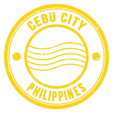 CEBU CITY - PHIPPINES, sarı yuvarlak posta pulu üzerine yazılmış kelimeler