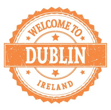 DUBLIN 'e Hoşgeldiniz - IRELAND, turuncu yuvarlak zig zag damgalı kelimeler