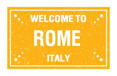 Roma 'ya Hoş Geldiniz - İtalya, sarı dikdörtgen bayrak damgasında yazılı kelimeler