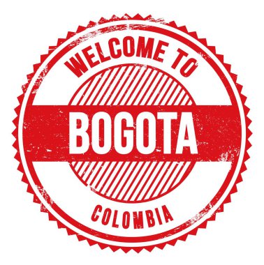BOGOTA 'ya Hoşgeldiniz - COLOMBIA, kırmızı zig zag damgası üzerine yazılmış kelimeler
