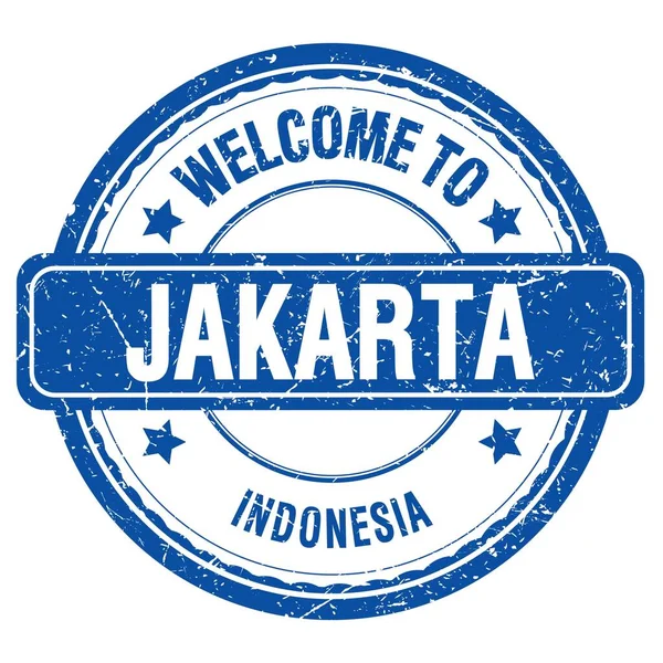 Welkom Naar Jakarta Indonesia Woorden Geschreven Blauwe Grungy Stempel — Stockfoto