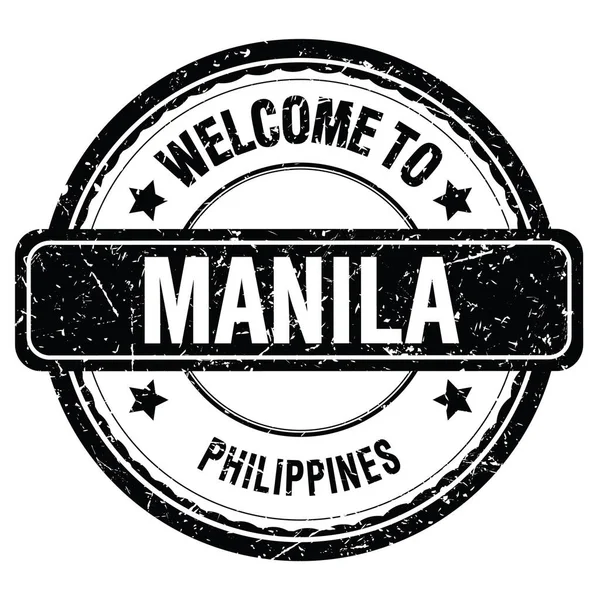 Bienvenue Manila Philippines Mots Écrits Sur Timbre Grunge Noir — Photo