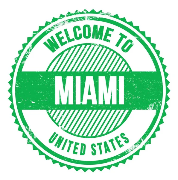 Wymaganie Miami Państwa Zjednoczone Wyrazy Zielonym Znaczku Zygzakowym — Zdjęcie stockowe