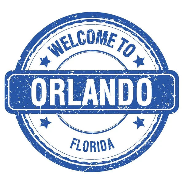 Welcome Orlando Florida Words Written Light Blue Grungy Stamp — Stock Photo, Image