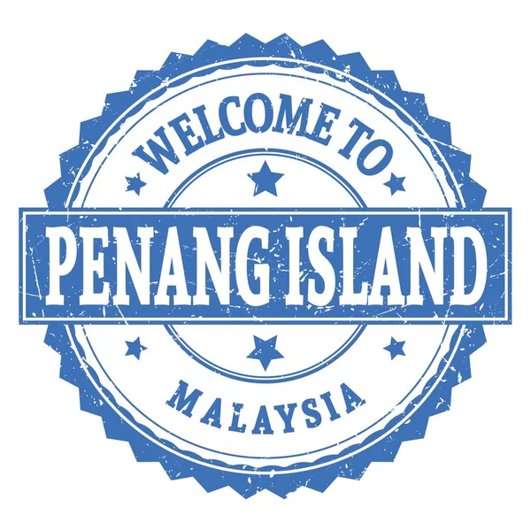 Bienvenidos Isla Penang Malasia Palabras Escritas Azul Claro Redondo Zig — Foto de Stock