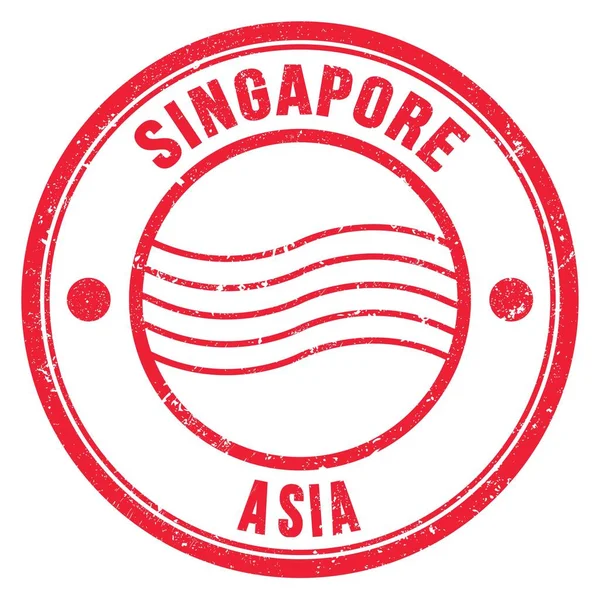 Singapour Asie Mots Écrits Sur Timbre Postal Rond Rouge — Photo