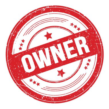 Kırmızı yuvarlak grungy doku damgası üzerine OWNER metni.
