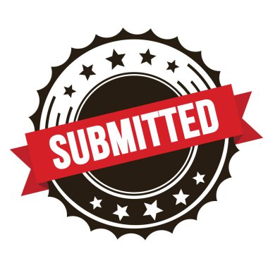 Kırmızı kahverengi kurdele damgalı SuBMITTED metni.