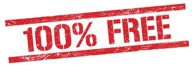 Kırmızı grungy dikdörtgen damgalı% 100 özgür metin.