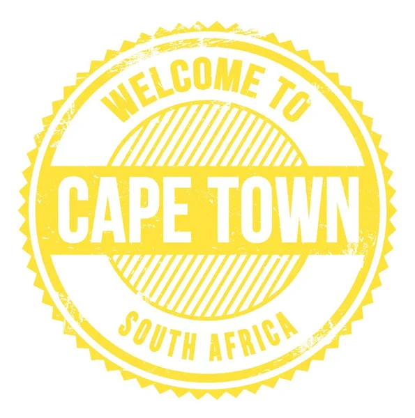 欢迎来到Cape Town South Africa Words Written Yellow Zig Zag Stamp — 图库照片