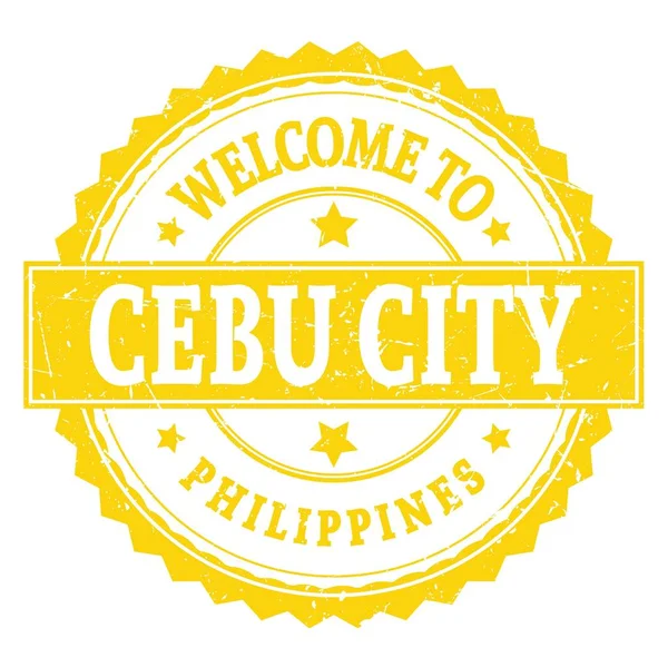 Welcome Cebu City Philippines Words Written Yellow Zig Zag Stamp — Stock Photo, Image