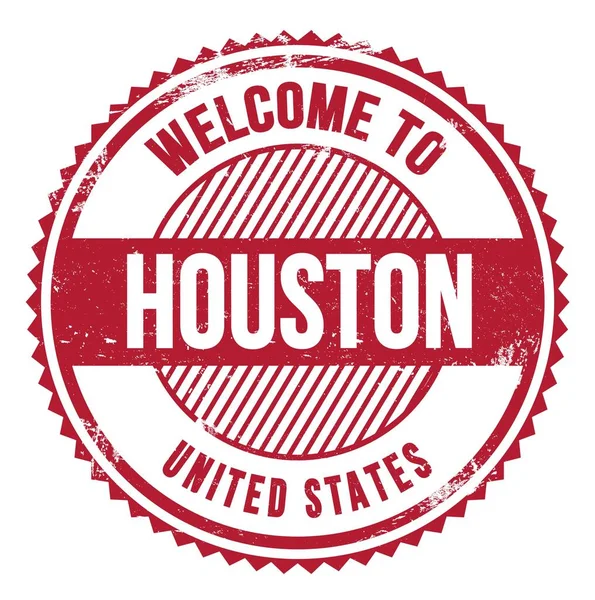 Bem Vindo Houston Estados Unidos Palavras Escritas Ziguezague Vermelho — Fotografia de Stock