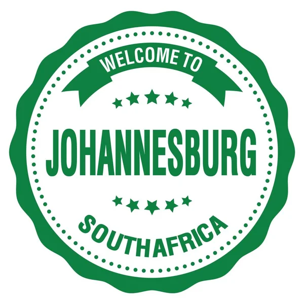 Καλώς Ήρθατε Στο Γιοχάνεσμπουργκ Νοτια Αφρικη Λέξεις Γραμμένες Πράσινο Στρογγυλό — Φωτογραφία Αρχείου