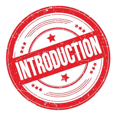 Kırmızı yuvarlak, çirkin desen damgalı INTRODUCTION metni.