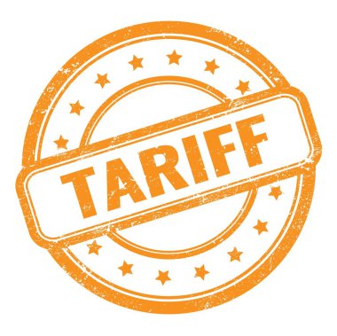 Turuncu grungy vintage lastik damgalı TARIFF metni.