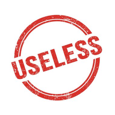 Kırmızı grungy vintage yuvarlak pul üzerine yazılmış kullanışsız metin.