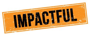 Siyah turuncu grungy dikdörtgen damga işareti üzerinde IMPACTFUL metin.