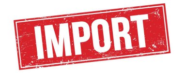 Kırmızı grungy dikdörtgen damga işareti üzerinde İMPORT metin.