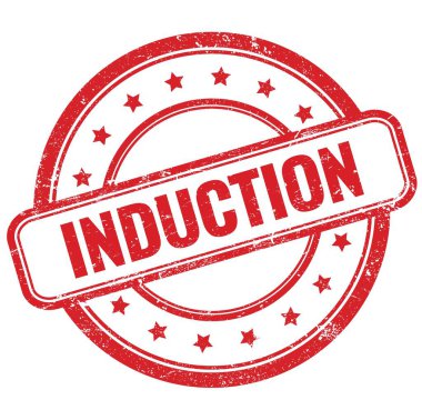 Kauçuk damgalı kırmızı antika grungy üzerine INDUCTION metni.