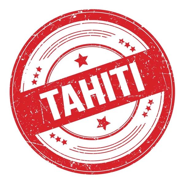 Tahiti Szöveg Piros Kerek Grungy Textúra Bélyegző — Stock Fotó