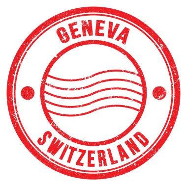GENEVA - SWitness ZERLAND, kırmızı yuvarlak posta damgası üzerine yazılmış kelimeler