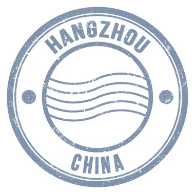 HANGZHOU - ÇİN, Gri yuvarlak posta pulu üzerine yazılmış kelimeler