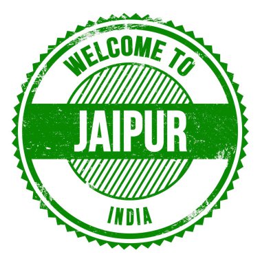 JAIPUR 'a Hoşgeldiniz - INDIA, Yeşil zig zag damgası üzerine yazılmış kelimeler