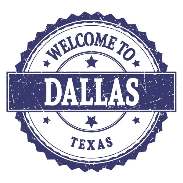 Welcome Dallas Texas Words Written Blue Zig Zag Stamp — Stock Photo, Image