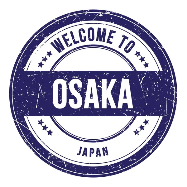 Welcome Osaka Japan Wyrazy Niebieskim Znaczku Okrągłej Monety — Zdjęcie stockowe