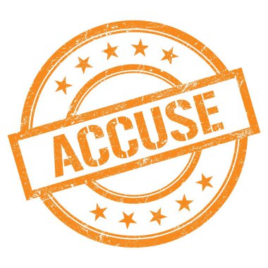 Turuncu yuvarlak vintage kauçuk damgalı ACCUSE metin.