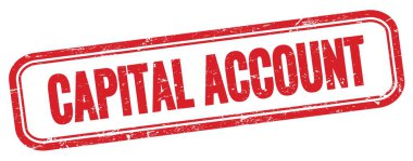 Kırmızı grungy vintage dikdörtgen damgalı CAPITAL ACCOUNT metin.