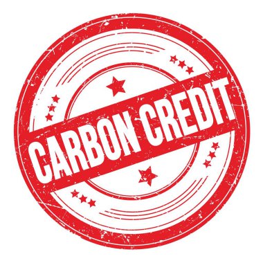 Kırmızı yuvarlak grungy desen damgası üzerine CARBON CREDIT metni.