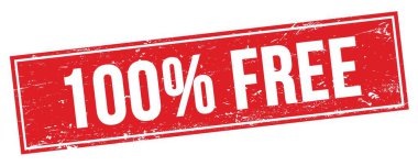 Kırmızı grungy dikdörtgen damgalı% 100 özgür metin.